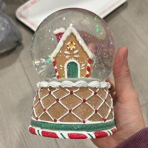 Gingerbread House Snow Globe with Green Door